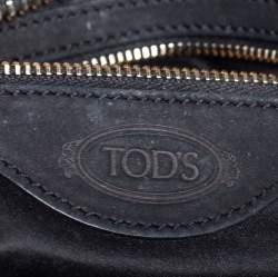 Tod's Black Nubuck and Leather Zip Satchel