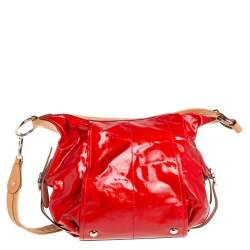 Pre Owned حقيبة كتف تودز جي لاين إيزي كانفاس مقوى أحمر/بيج وجلد