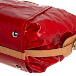 Pre Owned حقيبة كتف تودز جي لاين إيزي كانفاس مقوى أحمر/بيج وجلد