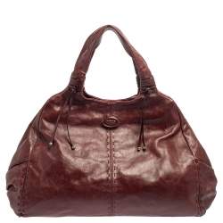 Pre Owned حقيبة يد هوبو تودز جلد عنابي