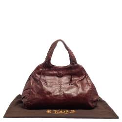 Pre Owned حقيبة يد هوبو تودز جلد عنابي