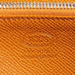 Pre Owned Tod's Orange Leather Zip Around Wallet