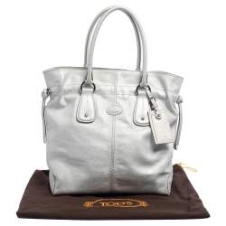Tod's Silver Leather Restyling D Bag Media Tote