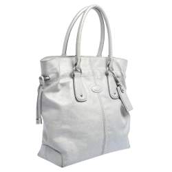 Tod's Silver Leather Restyling D Bag Media Tote