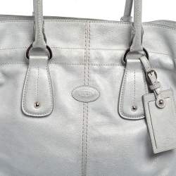 Tod's Silver Leather Restyling D Bag Media Tote