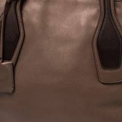Pre Owned Tod's Dark Brown/Grey Leather Zip Tote