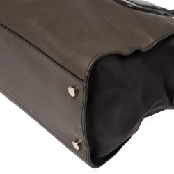 Pre Owned Tod's Dark Brown/Grey Leather Zip Tote