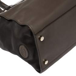 Pre Owned Tod's Dark Brown/Grey Leather Zip Tote