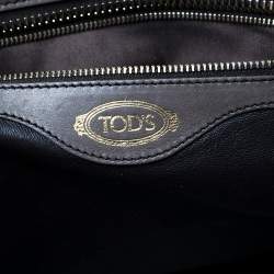 Pre Owned Tod's Dark Brown/Grey Leather Zip Tote
