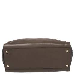 Pre Owned Tod's Dark Brown/Grey Leather Zip Tote