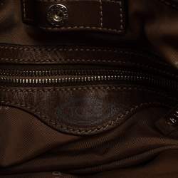 Pre Owned حقيبة كتف تودز جلد وكانفاس مقوى بنفسجي / بني