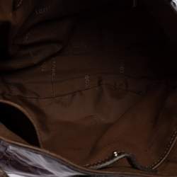 Pre Owned حقيبة كتف تودز جلد وكانفاس مقوى بنفسجي / بني