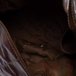 Pre Owned حقيبة كتف تودز جلد وكانفاس مقوى بنفسجي / بني