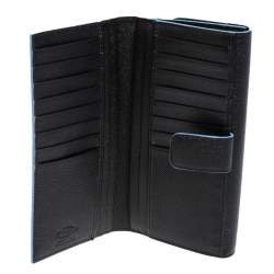 Pre Owned Tod's Black Leather Plaque Logo Continental Flap Wallet