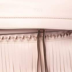 Tod's Light Pink Leather Origami Fringed Top Handle Bag