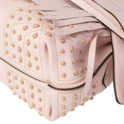 Tod's Light Pink Leather Origami Fringed Top Handle Bag