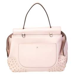 Tod's Light Pink Leather Origami Fringed Top Handle Bag
