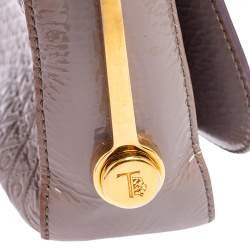Tod's Mauve Signature Embossed Patent Leather Flap Top Handle Bag