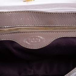 Tod's Mauve Signature Embossed Patent Leather Flap Top Handle Bag
