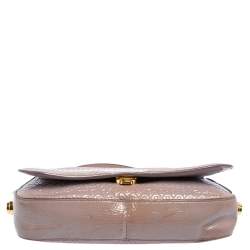 Tod's Mauve Signature Embossed Patent Leather Flap Top Handle Bag