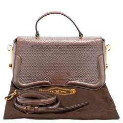 Tod's Mauve Signature Embossed Patent Leather Flap Top Handle Bag