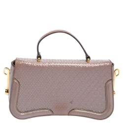 Tod's Mauve Signature Embossed Patent Leather Flap Top Handle Bag
