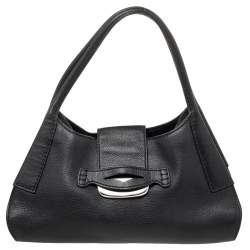 Pre Owned حقيبة هوبو تودز جلد أسود بقلاب