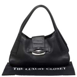 Pre Owned حقيبة هوبو تودز جلد أسود بقلاب