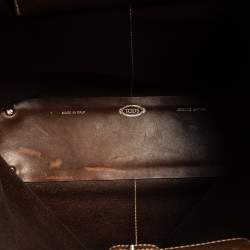 مملوكة مسبقًا Tod's Brown Leather Fringe Media Shopper Tote