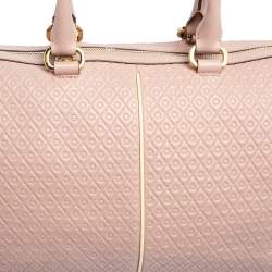 Tod's Pink/White Signature Leather Boston Bag