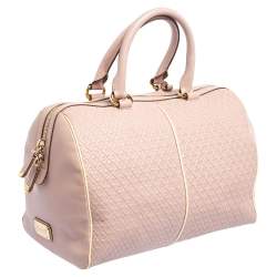 Tod's Pink/White Signature Leather Boston Bag