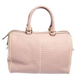 Tod's Pink/White Signature Leather Boston Bag
