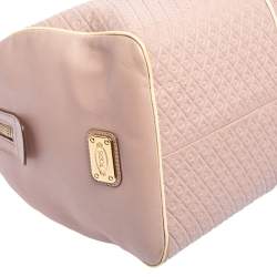 Tod's Pink/White Signature Leather Boston Bag