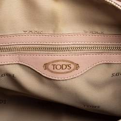 Tod's Pink/White Signature Leather Boston Bag