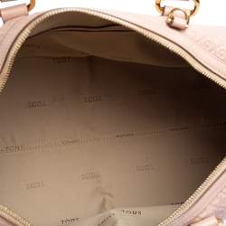 Tod's Pink/White Signature Leather Boston Bag