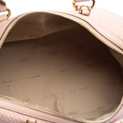 Tod's Pink/White Signature Leather Boston Bag