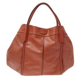 Pre Owned Tod's Orange Leather Tote