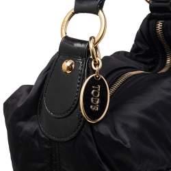 Pre Owned حقيبة هوبو تودز باشمي نايلون وجلد لامع أسود