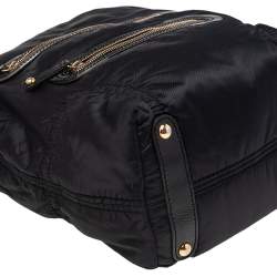 Pre Owned حقيبة هوبو تودز باشمي نايلون وجلد لامع أسود