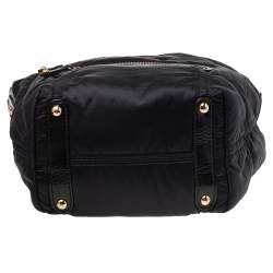 Pre Owned حقيبة هوبو تودز باشمي نايلون وجلد لامع أسود