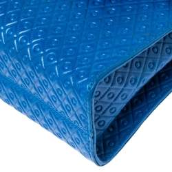 Tod's Blue Signature Embossed Leather Flap Top Handle Bag