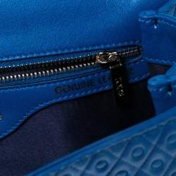 Tod's Blue Signature Embossed Leather Flap Top Handle Bag