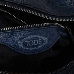 Tod's Blue Leather Front Pocket Zip Satchel