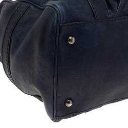 Tod's Blue Leather Front Pocket Zip Satchel