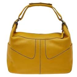 Tod's Yellow Leather Bowling Bag