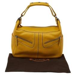 Tod's Yellow Leather Bowling Bag