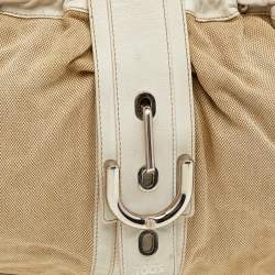 Tod's Beige/ Off White Leather And Canvas Satchel 