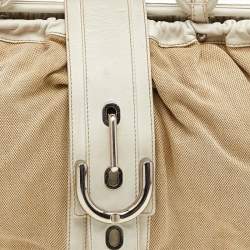 Tod's Beige/ Off White Leather And Canvas Satchel 