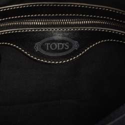 Pre Owned حقيبة كتف تودز كانفاس وجلد أسود 