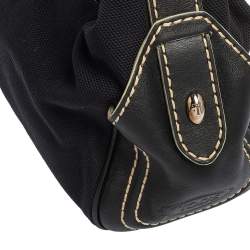 Pre Owned حقيبة كتف تودز كانفاس وجلد أسود 